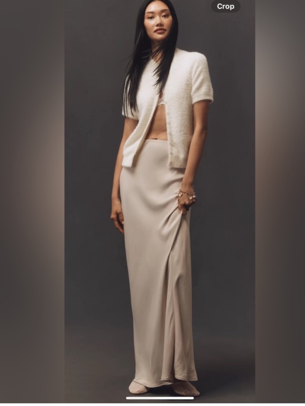 Anthropologie The Tilda Maxi Slip Skirt in Chai (Beige)